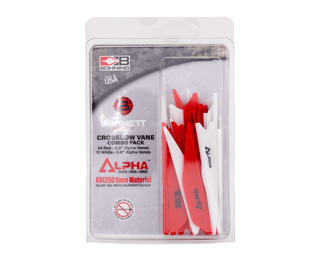 Bohning Alpha Vanes White/Red 36pk - Barnett Outdoors