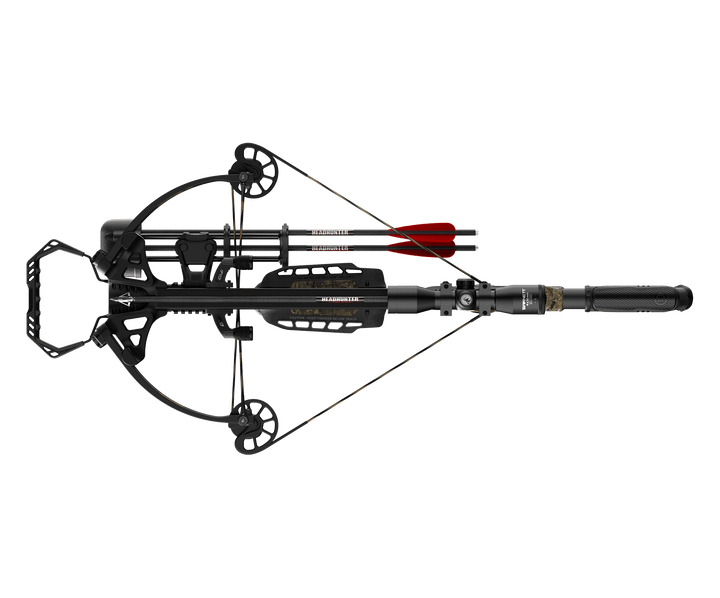 Barnett XP385 Veil Camo crossbow front view with scope mounted